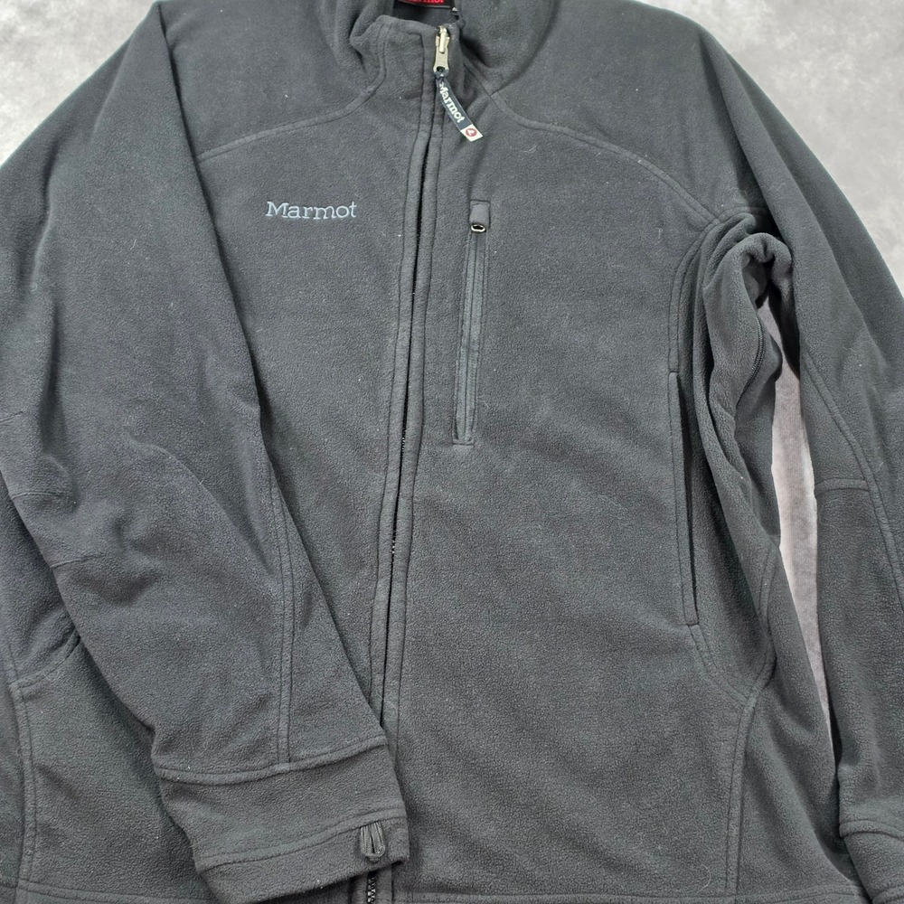 Marmot Fleece Jacket Mens Large Black Excellent Full Zip Outdoor Layering